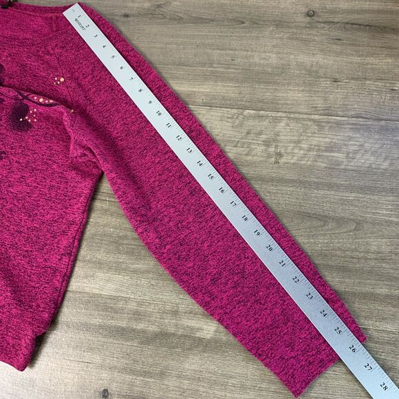 Hybrid Apparel Womens Sweatshirt Sz XXL Long Sleeve Floral Embellished Rose Red - Picture 5 of 8